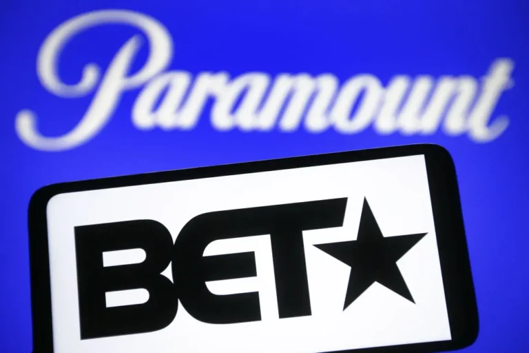 BET.com Reportedly Wipes Out Years of News Articles in Video Shift BET logo seen on a smartphone and Paramount Global logo on a pc screen