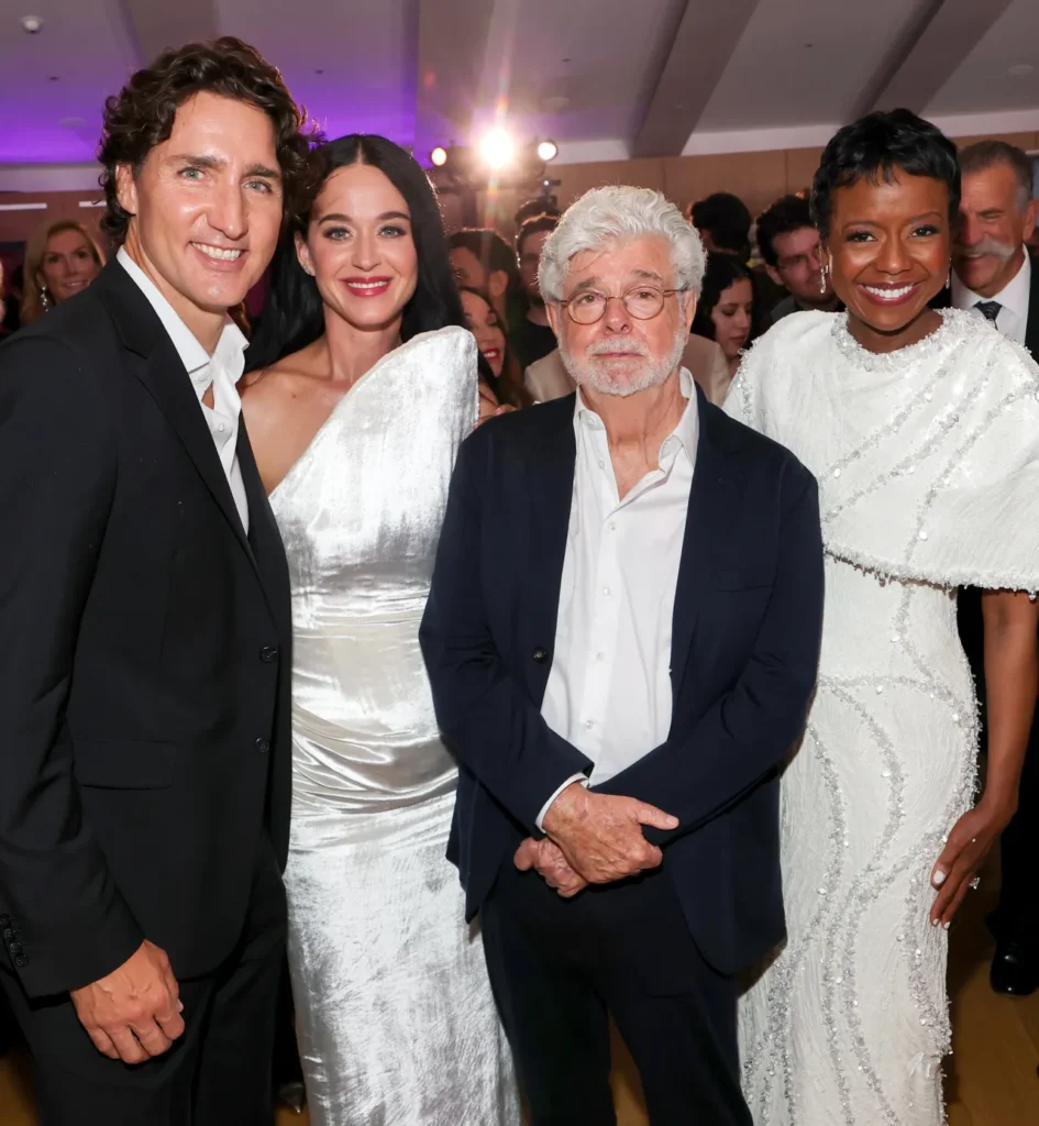 George Lucas Museum Opens With Hollywood’s Biggest Stars 8 Justin Trudeau, Katy Perry, George Lucas and Mellody Hobson at the Lucas Museum of Narrative Art Opening Gala.