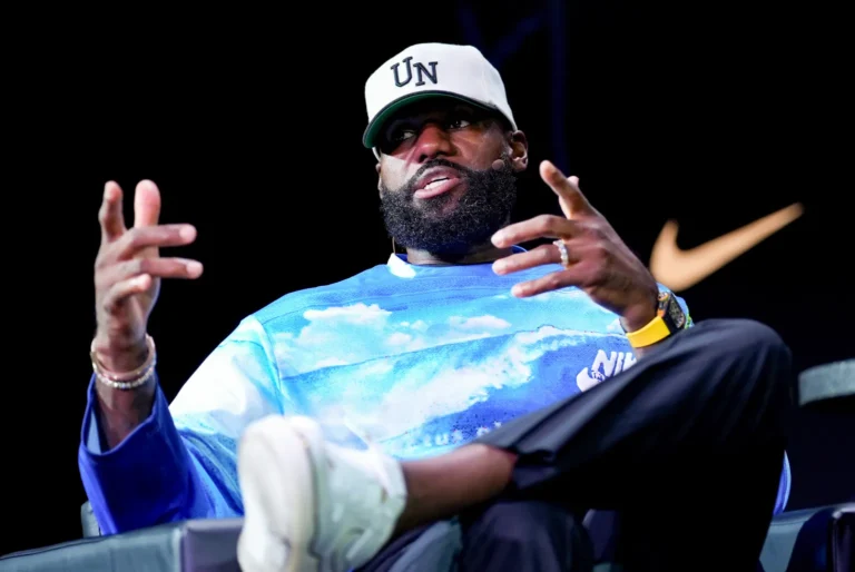 LeBron James speaks onstage during Fanatics Fest NYC 2025 at Javits Center on June 21, 2025 in New York City