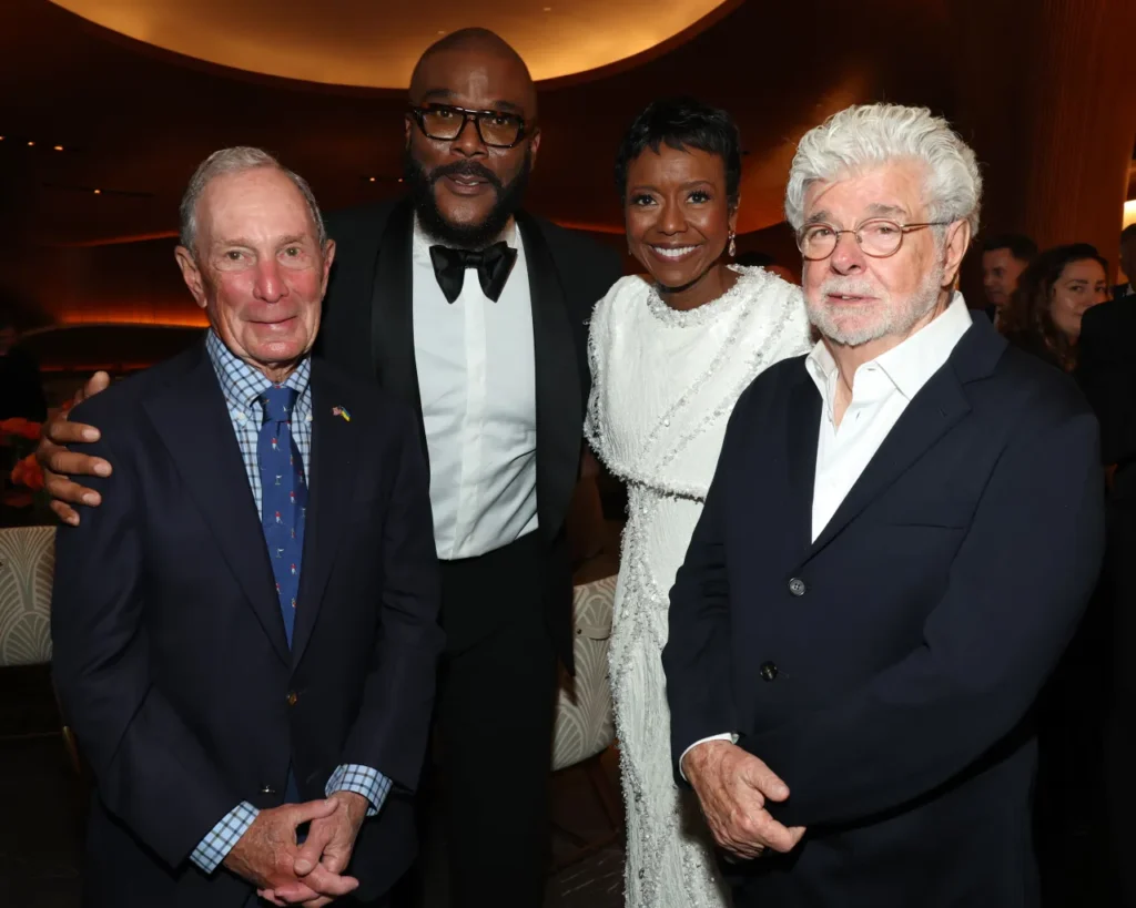 George Lucas Museum Opens With Hollywood’s Biggest Stars 7 Michael Bloomberg, Tyler Perry, Mellody Hobson and George Lucas at the Lucas Museum of Narrative Art Opening Night Gala.