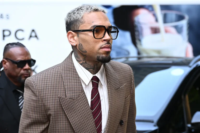 R&B singer Chris Brown arrives at Southwark Crown Court on July 11, 2025 in London, England.
