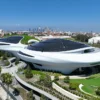 The exterior of the Lucas Museum of Narrative Art on August 30, 2026 in Los Angeles, California