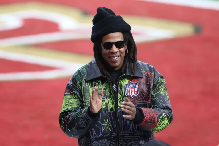 American Rapper Jay Z reacts before Super Bowl LVIII between the San Francisco 49ers and Kansas City Chiefs at Allegiant Stadium on February 11, 2024 in Las Vegas, Nevada.